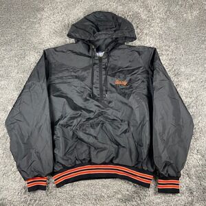 Vintage Rennoc Windbreaker Hoodie Mens L Black Anorak Mamaroneck Lacrosse USA
